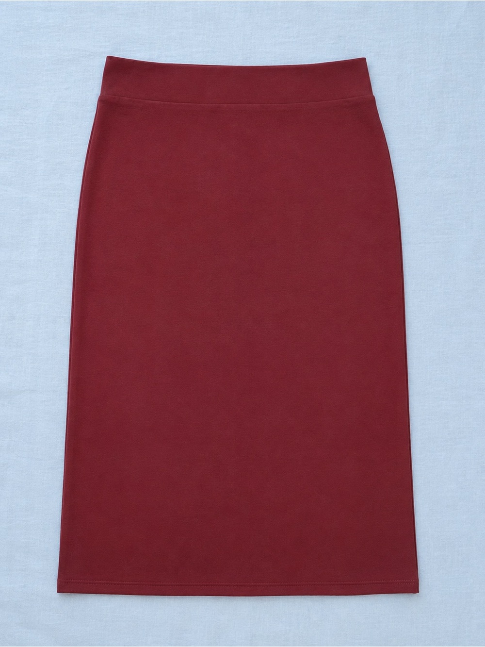 Zenana Outfitters Burgundy Stretch Pencil Midi Skirt Size Large